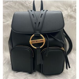 Love moschino black vegan leather Backpack minibag shoulder